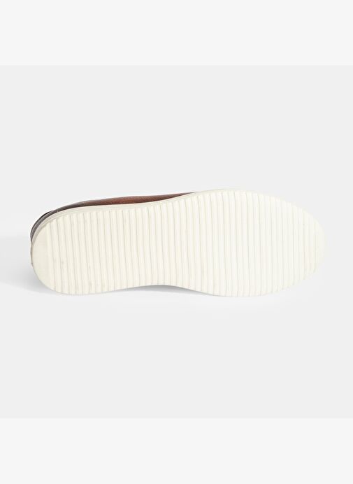 Erkek Taba Bağcıklı Deri Sneaker - Görsel 5