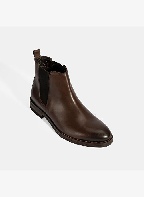 Erkek Kahve Lastik Detaylı Deri Bot - Görsel 6