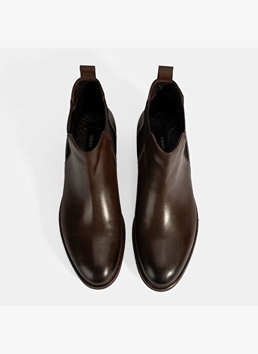 Erkek Kahve Lastik Detaylı Deri Bot - Görsel 8