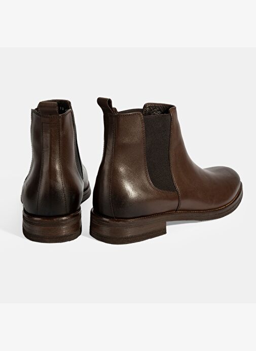 Erkek Kahve Lastik Detaylı Deri Bot - Görsel 9