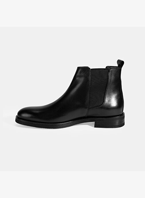 Erkek Siyah Lastik Detaylı Deri Bot - Görsel 4