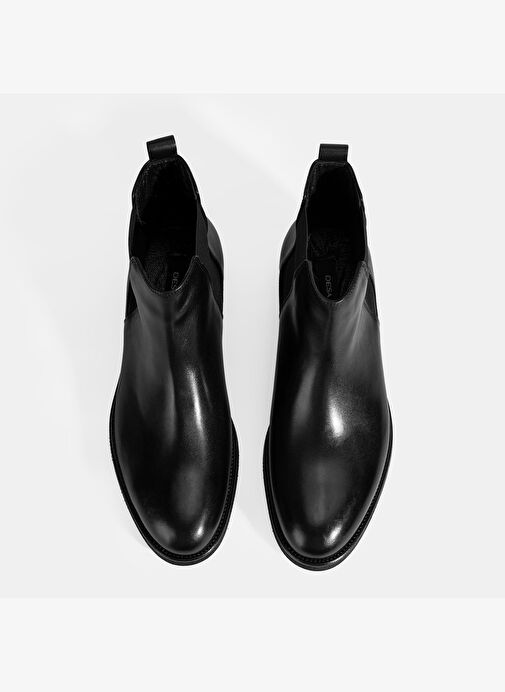 Erkek Siyah Lastik Detaylı Deri Bot - Görsel 8