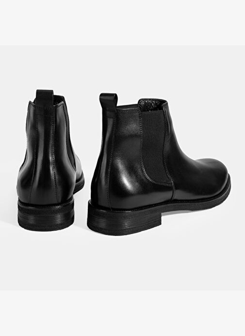 Erkek Siyah Lastik Detaylı Deri Bot - Görsel 9