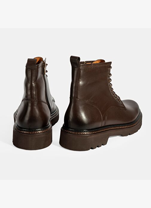 Erkek Kahve Bağcıklı Deri Postal Bot - Görsel 9