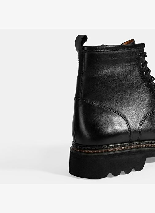 Erkek Siyah Bağcıklı Deri Postal Bot - Görsel 7