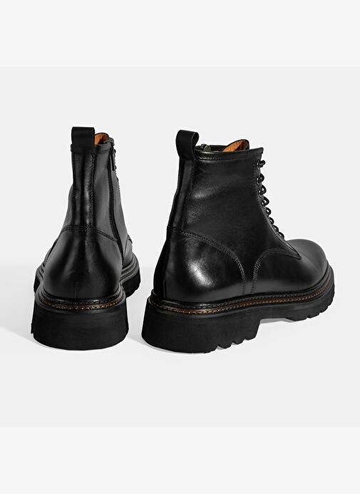 Erkek Siyah Bağcıklı Deri Postal Bot - Görsel 9
