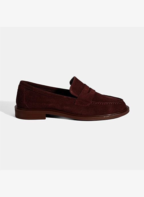 Kadın Bordo Süet Loafer - Görsel 3