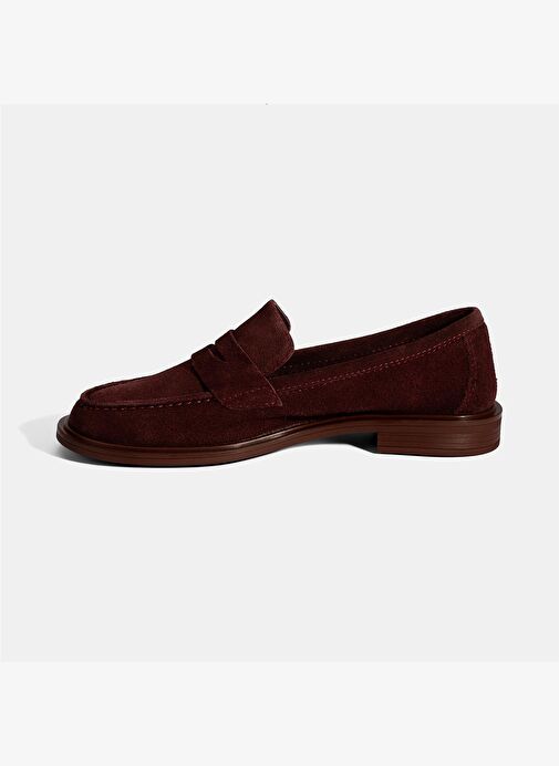 Kadın Bordo Süet Loafer - Görsel 4