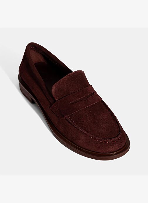 Kadın Bordo Süet Loafer - Görsel 6