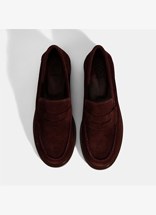 Kadın Bordo Süet Loafer - Görsel 8