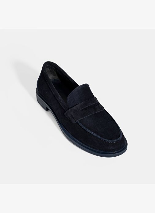Kadın Lacivert Süet Loafer - Görsel 6