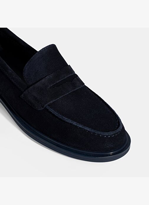 Kadın Lacivert Süet Loafer - Görsel 7