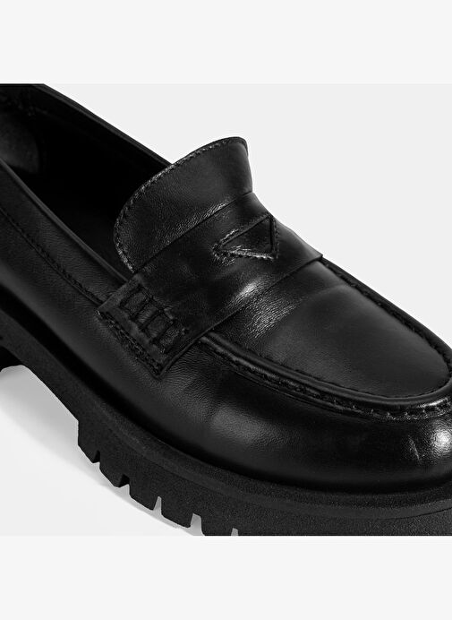 Kadın Siyah Deri Loafer - Görsel 7