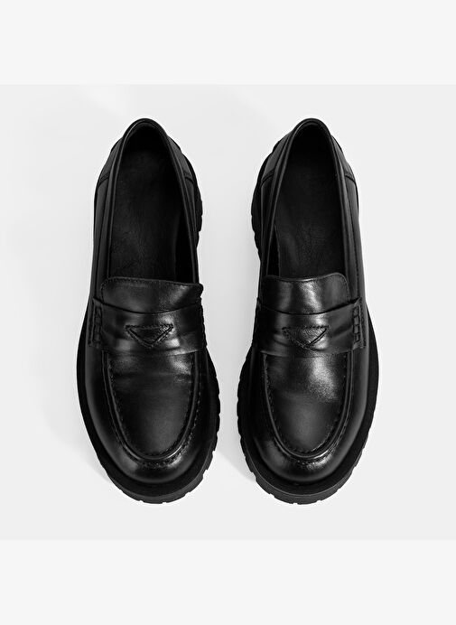 Kadın Siyah Deri Loafer - Görsel 8