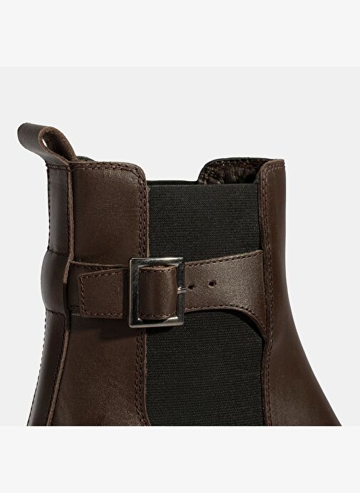 Kadın Kahve Metal Toka Detaylı Topuklu Bot - Görsel 7