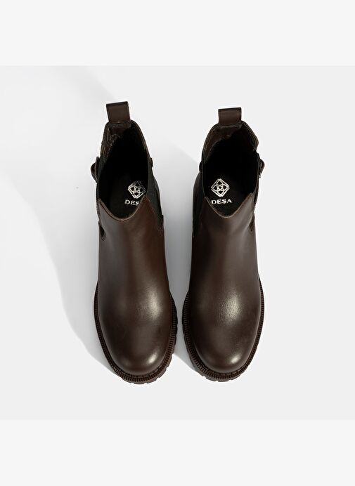 Kadın Kahve Metal Toka Detaylı Topuklu Bot - Görsel 8