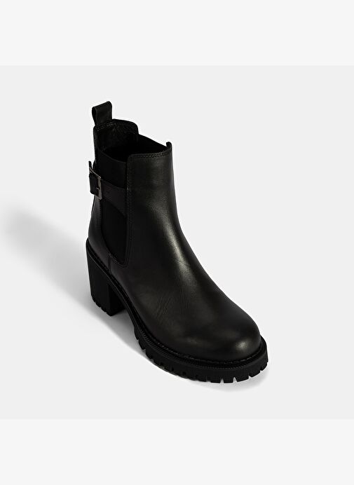 Kadın Siyah Metal Toka Detaylı Topuklu Bot - Görsel 6