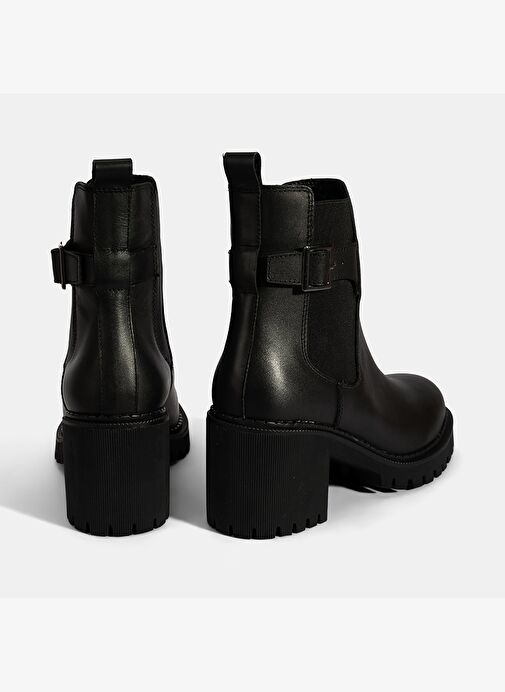 Kadın Siyah Metal Toka Detaylı Topuklu Bot - Görsel 9