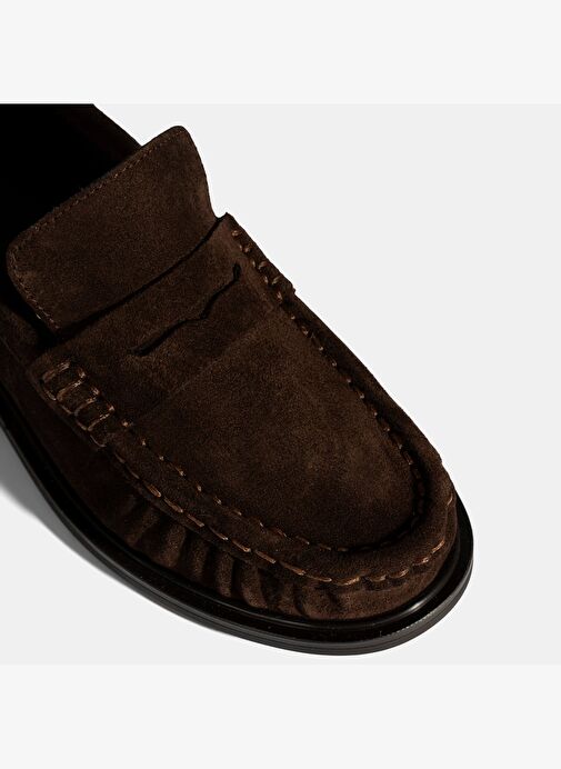 Kadın Kahve Süet Deri Loafer - Görsel 7