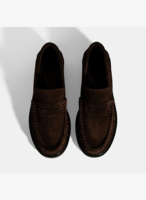 Kadın Kahve Süet Deri Loafer - Görsel 8