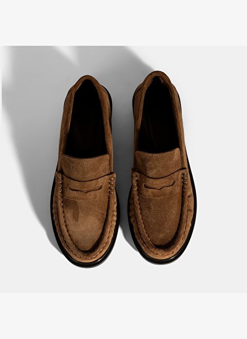 Kadın Taba Süet Deri Loafer - Görsel 8