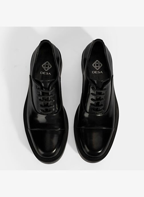 Kadın Siyah Bağcıklı Klasik Deri Ayakkabı - Görsel 8