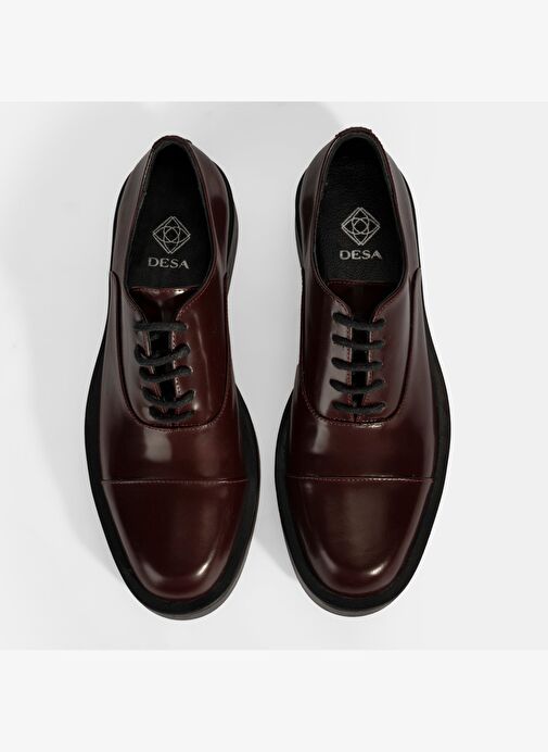 Kadın Bordo Bağcıklı Klasik Deri Ayakkabı - Görsel 8