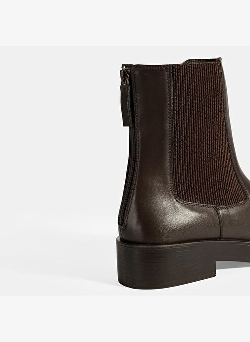 Kadın Kahve Lastikli Deri Chelsea Bot - Görsel 7