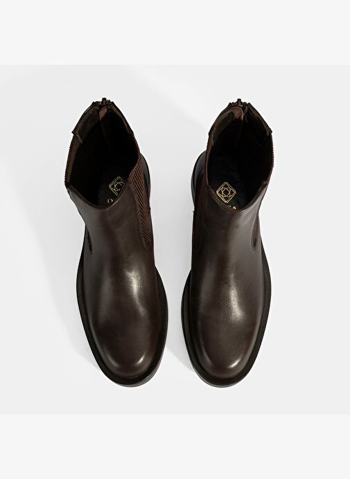 Kadın Kahve Lastikli Deri Chelsea Bot - Görsel 8