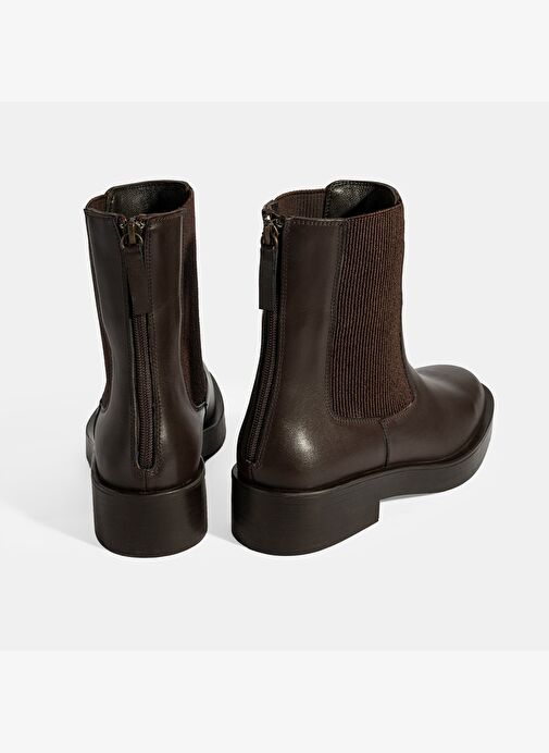 Kadın Kahve Lastikli Deri Chelsea Bot - Görsel 9