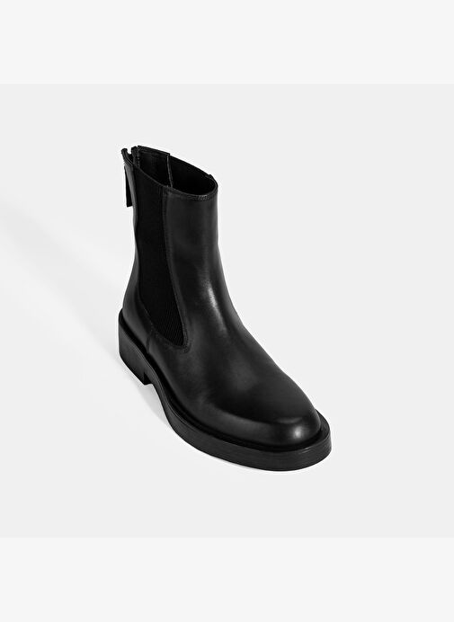 Kadın Siyah Lastikli Deri Chelsea Bot - Görsel 4