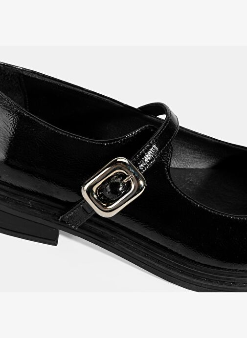 Kadın Siyah Ayarlanabilir Metal Tokalı Mary Jane Ayakkabı - Görsel 7