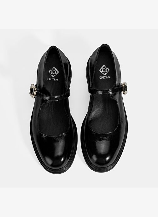 Kadın Siyah Ayarlanabilir Metal Tokalı Mary Jane Ayakkabı - Görsel 8