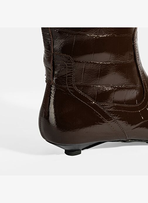 Desa Desa Kahverengi Kadın Kahve Kroko Baskılı İnce Topuklu Rugan Deri Çizme Bot | Boyner Kahverengi - 5. görsel