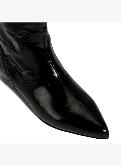 Desa Desa Kadın Siyah Kroko Baskılı İnce Topuklu Rugan Deri Çizme Bot | Boyner Siyah - 8. görsel