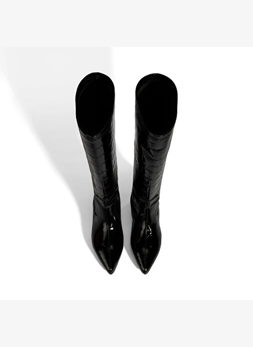 Desa Desa Kadın Siyah Kroko Baskılı İnce Topuklu Rugan Deri Çizme Bot | Boyner Siyah - 9. görsel