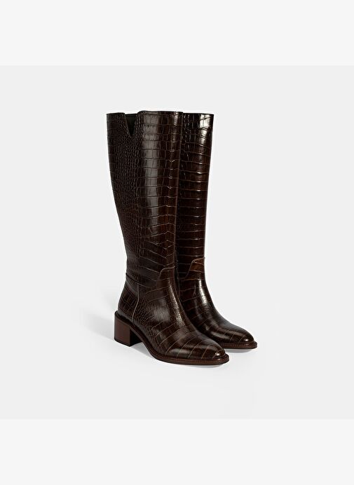 Desa Desa Kahverengi Kadın Kahve Kroko Baskılı Deri Çizme Bot | Boyner Kahverengi - 2. görsel