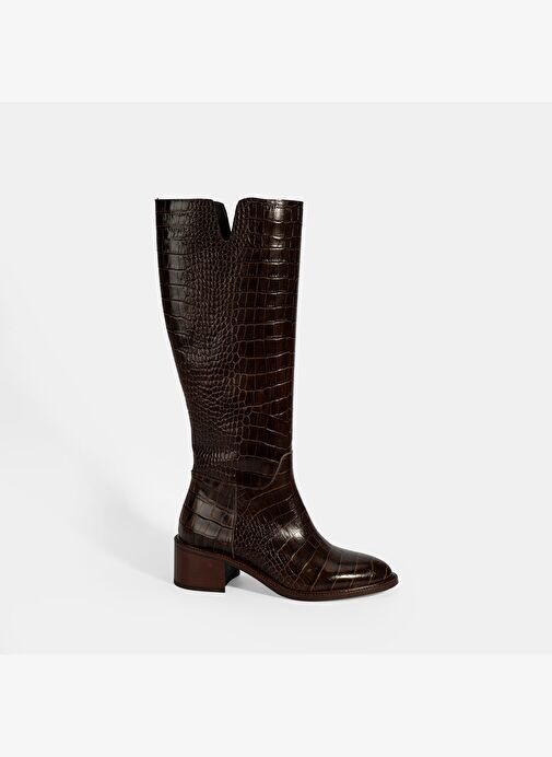 Desa Desa Kahverengi Kadın Kahve Kroko Baskılı Deri Çizme Bot | Boyner Kahverengi - 3. görsel