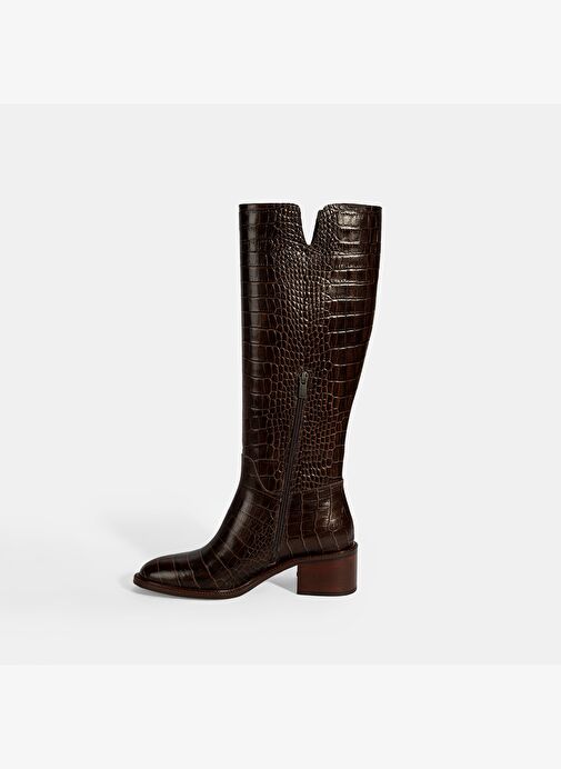 Desa Desa Kahverengi Kadın Kahve Kroko Baskılı Deri Çizme Bot | Boyner Kahverengi - 4. görsel