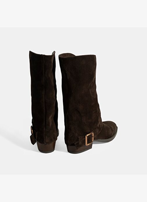 Kadın Kahve Katlama Detaylı Süet Bot - Görsel 9