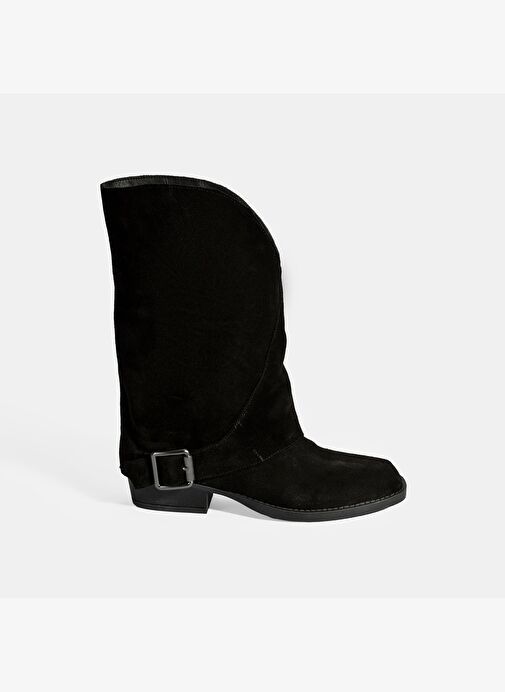 Kadın Siyah Katlama Detaylı Süet Bot - Görsel 3