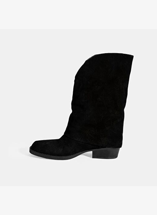 Kadın Siyah Katlama Detaylı Süet Bot - Görsel 4