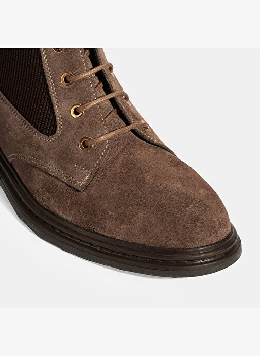 Kadın Vizon Lastik Detaylı Bağcıklı Süet Postal Bot - Görsel 7