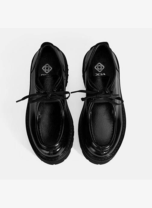 Kadın Siyah Bağcıklı Rugan Günlük Ayakkabı - Görsel 8