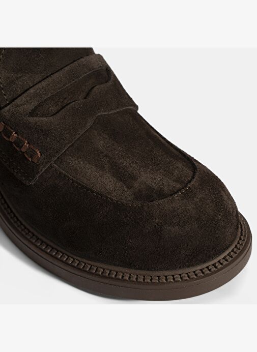 Kadın Kahve Topuklu Süet Loafer - Görsel 7