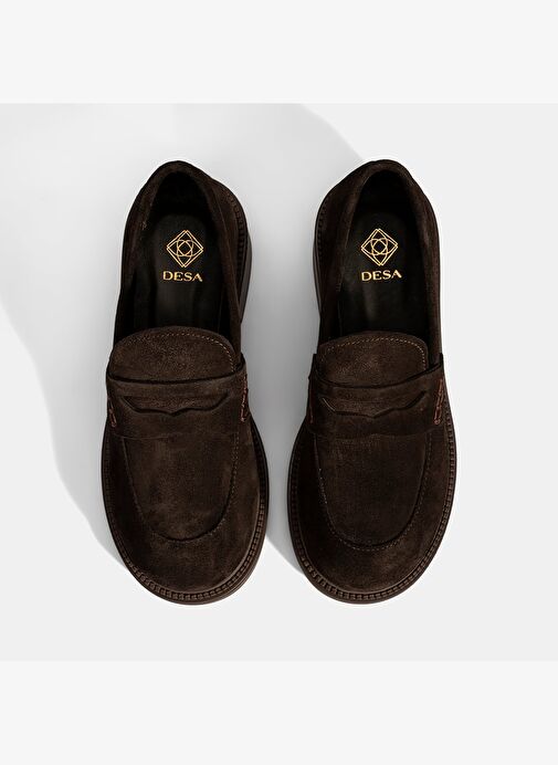 Kadın Kahve Topuklu Süet Loafer - Görsel 8