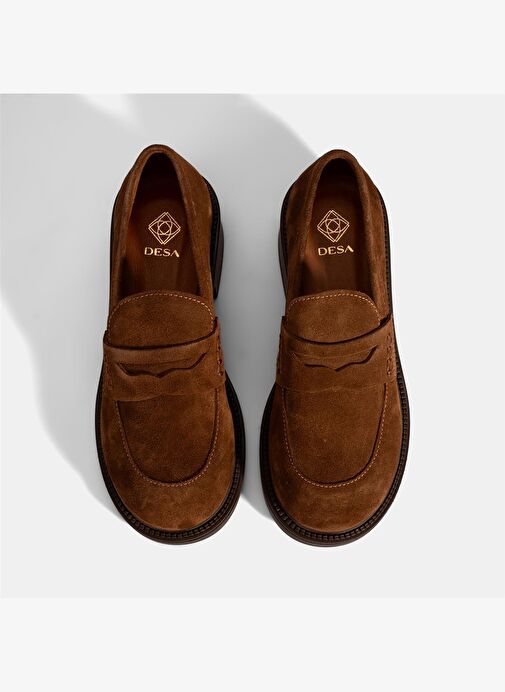 Kadın Taba Topuklu Süet Loafer - Görsel 8