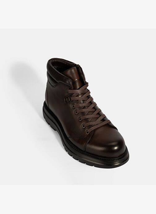 Erkek Kahve Bağcıklı Deri Bot - Görsel 6