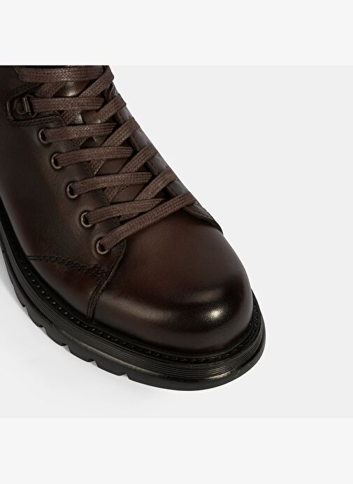 Erkek Kahve Bağcıklı Deri Bot - Görsel 7