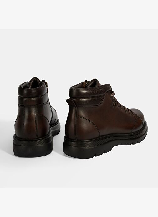 Erkek Kahve Bağcıklı Deri Bot - Görsel 9